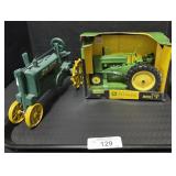 Model John Deere Tractor & Cast Iron Tractor.: In