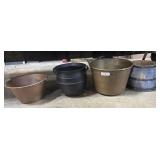 2 Copper, 1 Cast Iron Cauldron, Bucket.