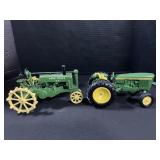 Pair Of Cast Metal John Deere Tractors.
