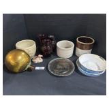 Fenton Carnival Glass, Stoneware Crocks.