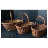 3 Wicker Nesting Baskets.