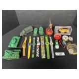 Vintage Plastic Toys & Wrist Watches, Push Puppet