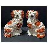 Pair Of Staffordshire Spaniel Dogs.