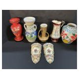 Hand Painted Japanese Vases & Wall Pockets.