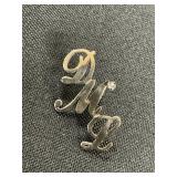 14K Gold & Diamond Monogram Brooch.
