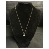 14K Gold Necklace and Emerald Flower Pendant.