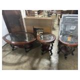 Coffee Table & 2 End Tables w/ Glass Tops.