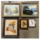 Reverse Painting In Glass, Owl Prints.