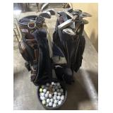 Vintage Golf Culbs, Bags, and Balls.