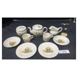 Ceramic Bunny Child Tea Set. Bird Sculpture.