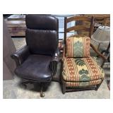 Leather Rolling Office Chair and Accent Chair.