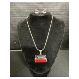 Sterling Silver Mexican Earring & Necklace Set.