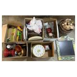 Plates, Glasses, Chalkboard, Baskets.