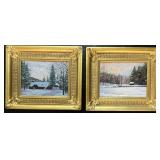 Dave Hodges Pa Winter, Oil On Board Paintings.