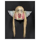 Mexican Folk Art Wooden Carved Cherub Mask.