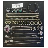 Costume Jewelry, Necklaces, Earrings, Rings.
