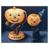 Halloween Blow Mold Witch & Cat.