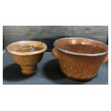 Redware Pottery Canning Funnel & Strainer Colander