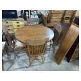 Seely Oak Dining Table w/ 4 Chairs & 2 Leaves.