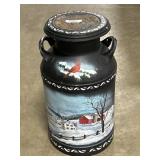 Nicely Painted Antique Milk Canister.