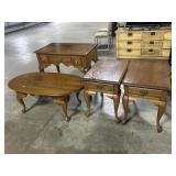 Oak End Tables, Coffee Table, & Desk (4 Pc).