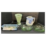 Uranium Glass, Roseville Pottery Vase, Pitcher.