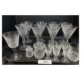 Waterford Crystal Wine Glasses, Shot Glasses, Jar.