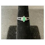 14K White Gold, Emerald & Diamond Ring.