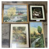 Framed Half Tone Landscape Prints, Wall Art.