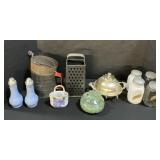 S&P Shakers, Sifter, Grater, Porcelain Bag.