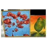 Large Signed Riggan & Lime Acrylic Paintings.