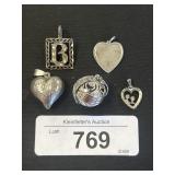 5 Sterling Silver Pendants,