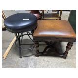 Bar Stool and Leather Ottoman.