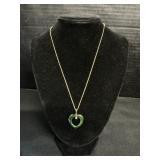 14K Gold Necklace and Jade Heart Pendant.