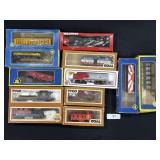 Train Engine & Cars. Box Cars, Hoppers.