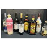 Kahlua, Hennessy, Tequila, Vodka, Wine.
