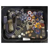 Vintage Military Patches, Buttons, and Pins.