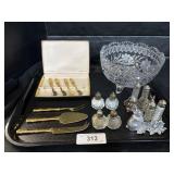 Gold Plated Utensils and Salt and Pepper Shakers.