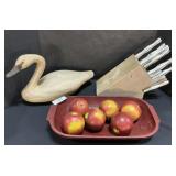 Cutco Knife Set, Handmade Swan, Bread Bowl.