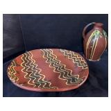 White Redware Plate and Jug.