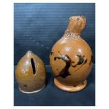 2 Breininger Redware Banks.