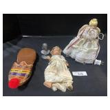 Handmade Leather Slippers, Composition Doll.