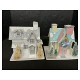 Pair Of Christmas Putz Houses.