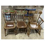 2 Folk Painted Chairs & 1 Rocking Chair.
