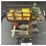 Vtg Cast Iron Pepsi Cola Adv Delivery Wagon Toy.