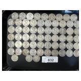 62 90% Silver Half Dollars, Walking Liberty,