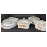5 Corning Ware Casserole Dishes.