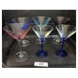 6 Colored Martini Glasses.