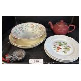 Denby Teapot and China Dishes.