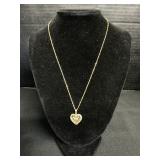 14K Gold Italian Twirl Necklace & Heart Pendant.